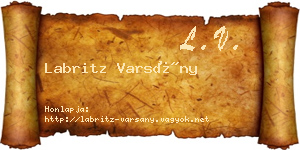 Labritz Varsány névjegykártya